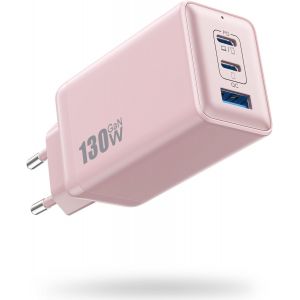 130W Chargeur Usb C, 3 Ports Pd Qc Chargeur Rapide Avec Gan Iii Tech, 65W Chargeur Laptop Compatible Avec Macbook Pro/Air, Thinkpad, Dell Xps, Ipad Pro, Iphone 16/15/14, Galaxy S23[MAG5296038] - Neuf