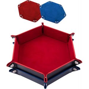 Sansh-2 Pièces Piste De Dés Cuir Et Velours Plateau De Des Pliable Pour Dnd Rpg Jeux De Table, Rouge Et Bleu Royal - Neuf