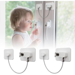 2 Pcs Securite Fenetre Enfant,Securite Placard Enfant Avec 2 Clés,Acier Inoxydable,Durabilité Supérieure,Protection Bloque Fenetre Enfant,Super Adhésif Pour Fenêtres,Frigo,Tiroir - Neuf