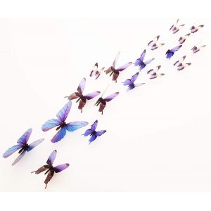3D Papillons Stickers Décoration Papillon Autocollants Muraux Pour Maison Pièce - Pack Of 18 Pièces Bleu Papillon - Neuf