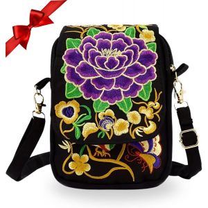 TZF-Grand sac à bandoulière pour femme en tissu brodé, style ethnique/bohème, 3 compartiments - Neuf