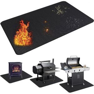 Ulteronixshop-Tapis Barbecue Sol, 122 x 178 cm Tapis Barbecue Rev&ecirc;tement en Silicone Double Face Tapis de Chemin&eacute;e Imperm&eacute;able y Duradero, Tapis Barbecue Sol Exterieur, Tapis de Protection de Sol - Neuf