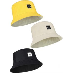 Lot De 3 Chapeaux Bob Souriants, Chapeaux De Plage, Chapeaux De Pêcheur Unisexes Pour L'été Et L'extérieur - Neuf