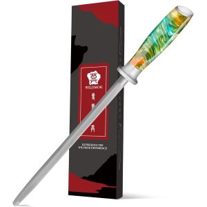 23 Cm Aiguillon De Couteaux, Canne De Pointeur De Couteau Professionnel En Acier En Carbone En Diamant, À La Maison Ou Au Chef De Chasse (Manche En Résine Verte) - Neuf