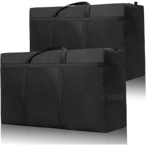 2 pi&egrave;ces sac de rangement avec fermeture &eacute;clair 100L,600d Ogrand sac demenagement housse de rangement &eacute;tanches pour rangement couette,vetement,jouet - Neuf