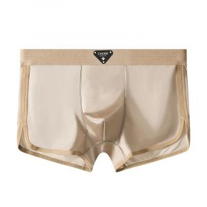 3 Pi&egrave;ces/Paquet De Luxe Satin-Like Glace Soie Hommes Culottes Hygroscopique Respirant Double Couche Soie Entrejambe Boxer Haute &Eacute;lastique Cale&ccedil;on.1pc Gray.L - Neuf