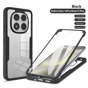 Pour Xiaomi Redmi Note 14 Pro 5g &Eacute;tui Antichoc 360 Couverture De Protection D'&eacute;cran Compl&egrave;te Pour Redmi Note14pro &Eacute;tui Transparent.Black.Redmi Note 14 Pro 5g - Neuf