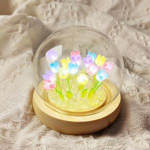 &Eacute;clairage Tulipes &Eacute;ternelles, Lampe Tulipe Color&eacute;e, Lampe Fleur Cadeau Pour Filles Et Femmes, D&eacute;coration De Chambre Mignonne - Neuf