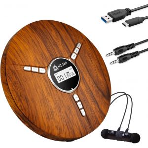 Discman Lecteur CD Portable avec Batterie Int&eacute;gr&eacute;e - Nouveaut&eacute; - &Eacute;couteurs Fusion - Baladeur Lecteur CD pour Voiture, Mini Walkman CD, Compatible avec CD-R, CD-RW et MP3 - Wood - Neuf