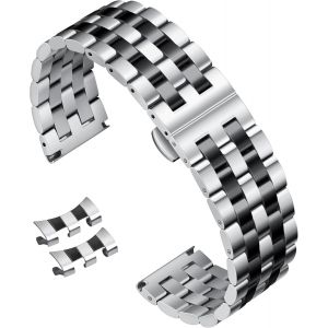 Eryi-Bracelets De Montres En Acier Inoxydable Bracelet Montre En Métal De Remplacement Pour Homme Femme 18mm 19mm 20mm 21mm 22mm 24mm Avec Extrémité Droite Et Incurvée En 7 Couleurs - Neuf