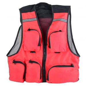 Gilet De Peche Respirant A Sechage Rapide Et Multi-Poches (Rouge L) - Neuf