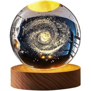 Boule de Cristal D'soleil 3D Boule en Verre Luminescente LED Projection Veilleuse Boule de Cristal USB Avec Base en Bois,Touch Sensor Light Cadeaux pour Enfants pour Noël,Anniversaire.[E126] - Neuf
