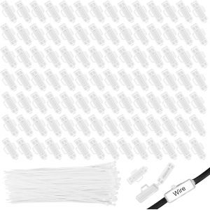 Checarzhn--No1-Lot De 100 Étiquettes De Câble - Avec 100 Serre-Câbles - Transparent - Clip 3010 - Marquage De Câbles Pour L'étiquetage Et Le Tri De Câbles De Toutes Sortes - Neuf