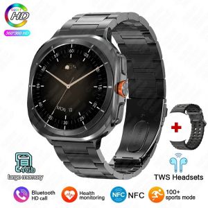 2025 Nouvelle Montre Ultra Dt 7 Gps Piste Montre Intelligente Hommes Tws &Eacute;couteurs 4Gb Bluetooth Appel Nfc Contr&ocirc;le Fr&eacute;quence Cardiaque Smartwatch Femmes.Black Steel. - Neuf