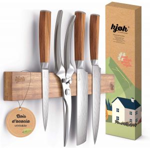 Oayew-Premium Barre Magn&eacute;tique Pour Couteaux En Bois D`Acacia A Mural U2013 Fixation Murale Adh&eacute;sive Ou &Agrave; Visser U2013 Support En Bois Aimant&eacute;e Pour Couteaux De Cuisine U2013 Rail Magn&eacute;tique Avec - Neuf
