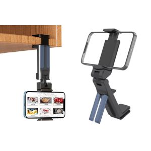 Support de t&eacute;l&eacute;phone pliable et r&eacute;glable, support de voyage, fixation de bureau par pince - Neuf