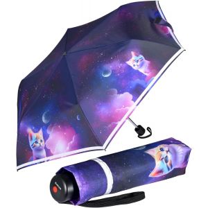 4Kids Parapluie de poche r&eacute;fl&eacute;chissant pour enfant avec bordure r&eacute;fl&eacute;chissante, Wild Horses, 90 cm, Parapluie de poche avec ouverture manuelle - Neuf