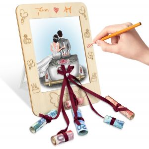 Cadeau Mariage Unique et Personnalisé, Avec Voiture et Cadre Photo des Mariés, Double Cadre Vertical Photo Bois |22x17cm - Neuf