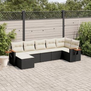Prolenta Premium - Salon De Jardin 7 Pcs Avec Coussins Noir R&eacute;sine Tress&eacute;e - Neuf