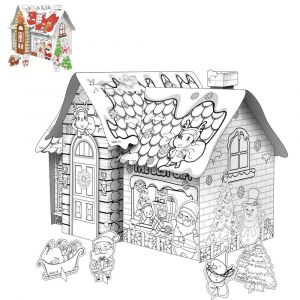 Maison De No&euml;l En Carton &Agrave; Fabriquer Soi-M&ecirc;me Pour Enfants - Mod&egrave;le 3 - Activit&eacute; Artistique Et Manuelle - Neuf