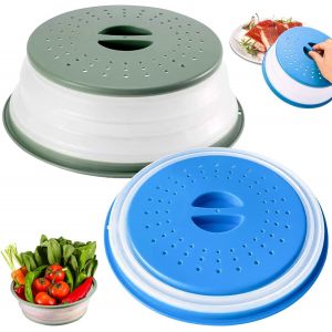 Cloche Micro Onde,2 Pi&egrave;ces Couvercle Micro Ondes Pliable,Cloche pour Micro Onde avec Trous de Vapeur pour Fruits,L&eacute;gumes.[L51] - Neuf