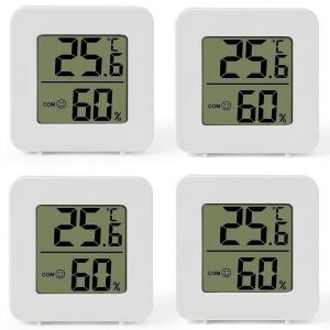 Haute Pr&eacute;cision Digital Thermometre Hygrometre Interieur,Thermo-Hygrom&egrave;Tre,Thermom&egrave;tres Hygrom&egrave;tre D'int&eacute;rieur LCD,Moniteur de Temp&eacute;rature pour Chambre de B&eacute;b&eacute;,Salon,Serre,Blanc,4 Pi&egrave;ces - Neuf