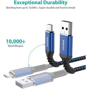 Huawei Câble Usb Type C 5A[Lot De 2], Huawei Supercharge Câble Usb C 40W Compatible Avec Huawei P30 Pro,P20 Pro,Mate 20 Pro,Mate 10 Pro,P10 Plus,Mate 9 Pro,Honor Note 10,Honor 10 (2M+2M, Bleu) - Neuf