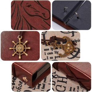 TIANYI-Album Photos, Album Scrapbooking Mariage Album Scrapbook Original en Cuir Vintage avec 60 pages noires, DIY Adhesif Souvenir Livre Cadeau Original Anniversaire Noël pour Femme Homme Maman Fil - Neuf