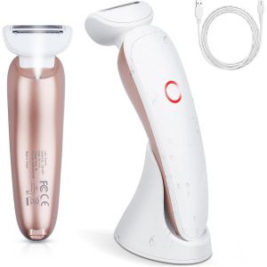 Oayew-Rasoir Electrique Femme, 3 En 1 Rasoir Femme Pour Aisselles/Jambes/Visage/Bikini, Sans Douleur Tondeuse Femme Avec Lumi&egrave;re Led, Tilisation Humide Et S&egrave;che, Usb Rechargeable - Neuf