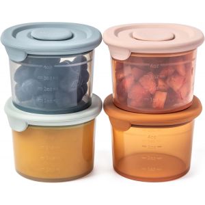 Petit Pot Conservation B&eacute;b&eacute; Silicone, Lot De 6 Pot Bebe Repas, Pot Bebe Conservation 120ml, Bo&icirc;tes De Conservation 100% Herm&eacute;tique, Sans Bpa, Graduation, R&eacute;siste Choc Thermique, Cong&eacute;lation - Neuf