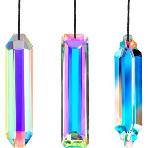 MEVRONISSHOP-Lot de 3 attrape-soleils en cristal 12 cm &agrave; suspendre - Color&eacute;s pour fen&ecirc;tre, pendentif, jardin - Neuf