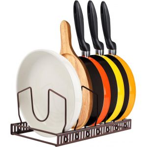 Ershi-Rangement Couvercle Casserole De Cuisine, Organiseur De Poêle Avec 7 Compartiments Réglables, Porte Couvercle De Pot, Egoutt[87] - Neuf