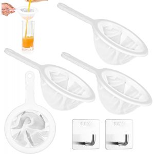 Eryi-4 Pcs Filtre À Tamis Fin Avec Poignée, Alimentaire Filtres En Nylon, Tamis De Cuisine, Passoire Cuisine Plastique, 100/200/300/400 Mailles Tamis Cuisine Pour Filtrage Jus Lait Café - Neuf