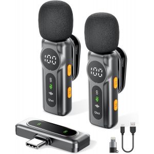 Micro Cravate Sans Fil Pour Iphone, T&eacute;l&eacute;phone Android, Mini Micro &Agrave; Revers Avec Clip Magn&eacute;tique, Microphone Usb-C Avec R&eacute;duction Du Bruit Et Son Cristal Pour Enregistrement Vid&eacute;o, Vlogging - Neuf