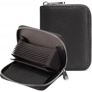 CAUC-Portefeuille Femme en Cuir V&eacute;ritable, Porte Monnaie Femmes Fermeture &eacute;clair, Porte Carte Femme avec RFID Blocage - Neuf