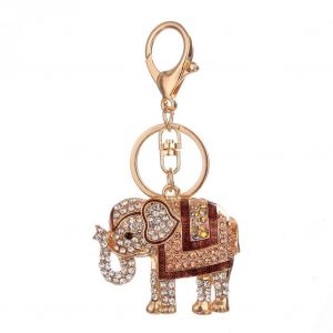 Femmes Strass Alliage &Eacute;l&eacute;phant Forme Pendentif Placage Sac &Agrave; Dos Porte-Cl&eacute;s (Champagne) - Neuf