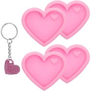 Kal-Moule En Silicone Porte-Clés D'amour En Coeur Saint-Valentin Avec Trou Moule À Bonbons Au Chocolat Moule À Fondant En Silicone Pour Bagages Bricolage Dessert Pendentif Pouding (4) - Neuf