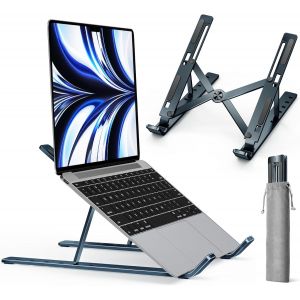 KALANKA-Support Ordinateur Portable, Support PC Portable Pliable à Surélever 6 Angles Réglable, Antidérapant en Aluminium Ventilé Stand Compatible avec Laptop, Tablet ¿ Bleu Nuit - Neuf