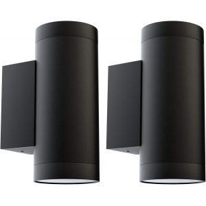 2 Pcs Applique Murale Exterieur Gu10 Aluminium Up/Down Eclairage Exterieur, Ip65 Étanche Lampe Murale Exterieur Pour Jardin Couloir Entrée Patio, Ampoule Non Incluse, Noir - Neuf