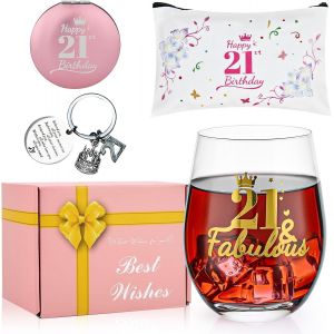 Cadeau D'anniversaire 21 Ans Pour Ses Filles,Femmes,Verres &Agrave; Vin Sans Pied Personnalisables,Id&eacute;e Cadeau Souvenir Pour S?Ur De 21 Ans,Filles,Dames,Amies,D&eacute;corations D'anniversaire - Neuf