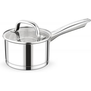 Subzonal-Casserole &Agrave; Manche 14cm, Petit Pot &Agrave; Lait En Acier Inoxydable Avec Couvercle En Verre, Fond &Agrave; 3 Couches Pour Tous Types De Feux, 0,95l Casserole &Agrave; Induction, Lavable Au Lave-Vaisselle - Neuf