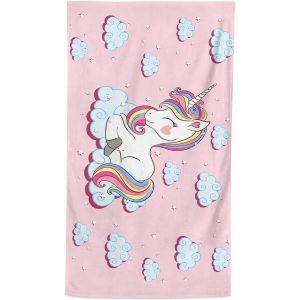 Eryi-Serviette De Plage Licorne, Serviette De Bain En Microfibre Douce Et Confortable, Rose, 70cm X 150cm, Parfaite Pour La Plage, Piscine, Sauna, Salle De Bain - Neuf