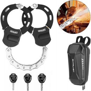 Checarzhn--No1-Antivol Trotinette Electrique, Cadenas Trotinette Electrique, Cadenas Étanche Avec Sacoche Trottinette Électrique, Menottes Antivol Idéal Pour Les Vélos, Trottinettes, Portail, Clôture, Etc( - Neuf