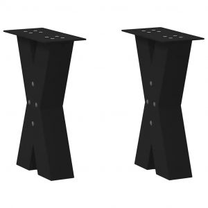 Pieds de table basse forme de X 2 pcs noir 38x(42-43) cm acier - Neuf