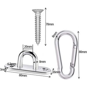 Kit De Suspension Pour Hamac Robuste En Acier Inoxydable 304 Avec Mousquetons Verrouillables - Capacité De 300 Lb, Antirouille Et Installation Facile - Neuf