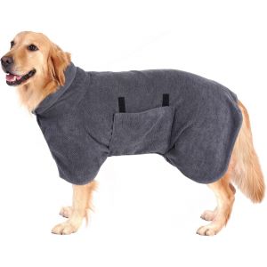 Peignoir Réglable En Microfibre Pour Chien, Petite Taille, Super Absorbant Et Serviette De Bain Pour Que Votre Chien Puisse Sécher Après Le Bain, Le Bain Ou Une Sortie Sous La Pluie (Gris, S) - Neuf