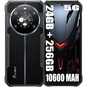 FOSSiBOT F109 5G Smartphone Robuste 24Go+256Go 6,75"" 10600mAh Telephone Portable Incassable Android 14 50MP Dual SIM/GPS/NFC Noir - Neuf