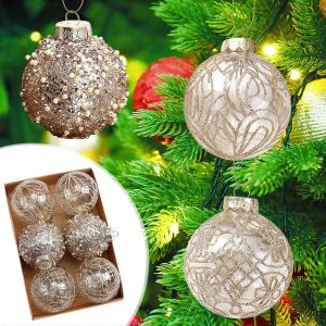 Boule de no&euml;l Ornements de 8cm, 6pcs Transparent Peint de No&euml;l, des Boules de l'Arbre de la Pendaison D&eacute;corations - Neuf