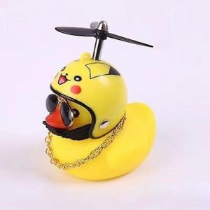 Mignon Petit Canard Jaune Avec Casque H&eacute;lice-Squeeze Jouet Pour Voiture Decore - Neuf
