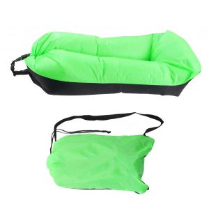 Canape Gonflable De 1,85 M De Long Et 70 Cm De Large, Tissu Oxford, Facile A Gonfler, Pour Camping, Plage, Voyage, Noir Et Vert - Neuf
